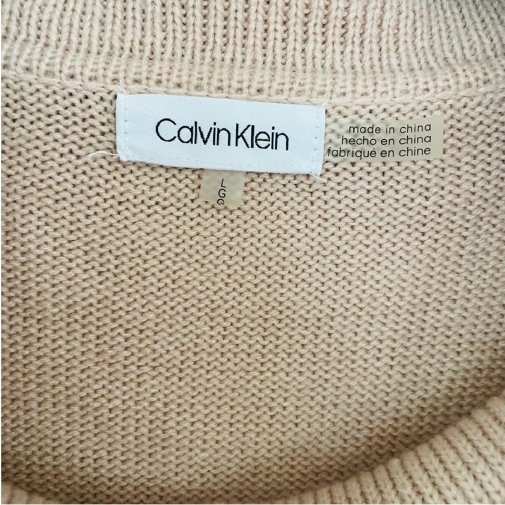 Calvin Klein Wool Blend Oversized Turtleneck Sweater White Light Pink Size L - Picture 7 of 9